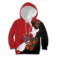 Kiwi New Zealand Personalised Kid Hoodie NZ Map Pohutukawa Fern Maori Pattern