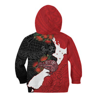 Kiwi New Zealand Personalised Kid Hoodie NZ Map Pohutukawa Fern Maori Pattern