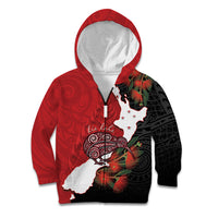 Kiwi New Zealand Personalised Kid Hoodie NZ Map Pohutukawa Fern Maori Pattern