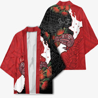 Kiwi New Zealand Personalised Kimono NZ Map Pohutukawa Fern Maori Pattern
