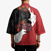 Kiwi New Zealand Personalised Kimono NZ Map Pohutukawa Fern Maori Pattern
