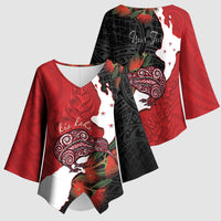 Kiwi New Zealand Personalised Kimono Sleeve Blouse NZ Map Pohutukawa Fern Maori Pattern