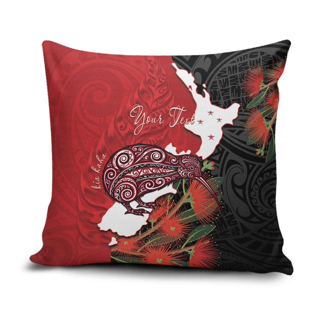 Kiwi New Zealand Personalised Pillow Cover NZ Map Pohutukawa Fern Maori Pattern
