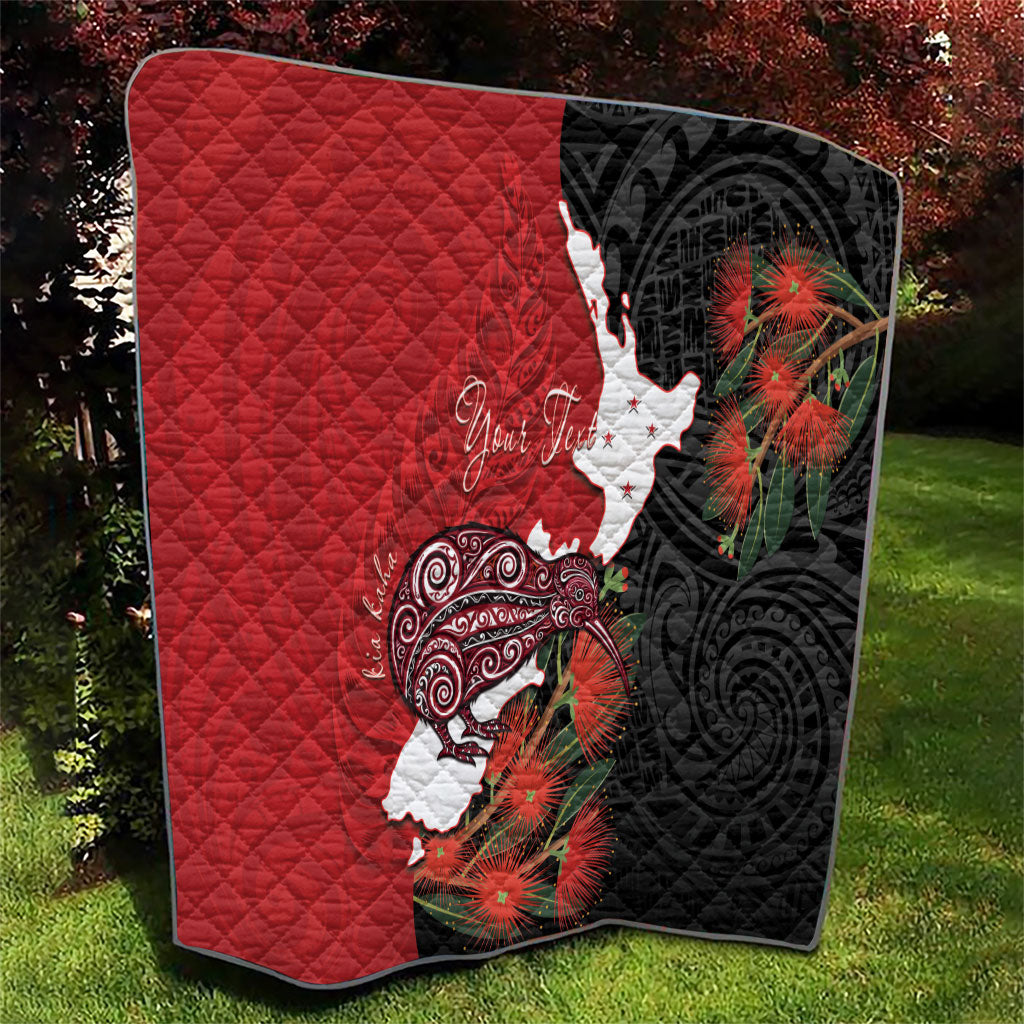 Kiwi New Zealand Personalised Quilt NZ Map Pohutukawa Fern Maori Pattern