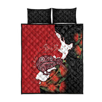 Kiwi New Zealand Personalised Quilt Bed Set NZ Map Pohutukawa Fern Maori Pattern