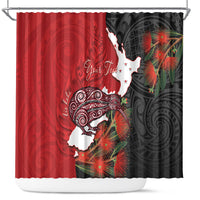 Kiwi New Zealand Personalised Shower Curtain NZ Map Pohutukawa Fern Maori Pattern