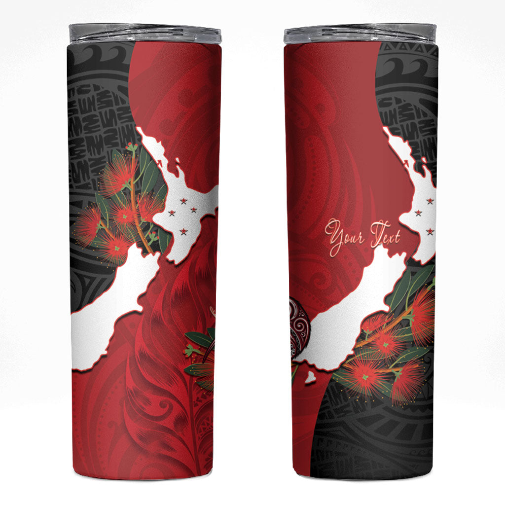 Kiwi New Zealand Personalised Skinny Tumbler NZ Map Pohutukawa Fern Maori Pattern