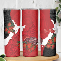 Kiwi New Zealand Personalised Skinny Tumbler NZ Map Pohutukawa Fern Maori Pattern