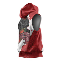 Kiwi New Zealand Personalised Sleeveless Hoodie NZ Map Pohutukawa Fern Maori Pattern