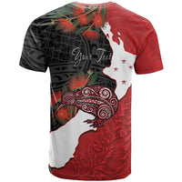 Kiwi New Zealand Personalised T Shirt NZ Map Pohutukawa Fern Maori Pattern LT22 - Polynesian Pride