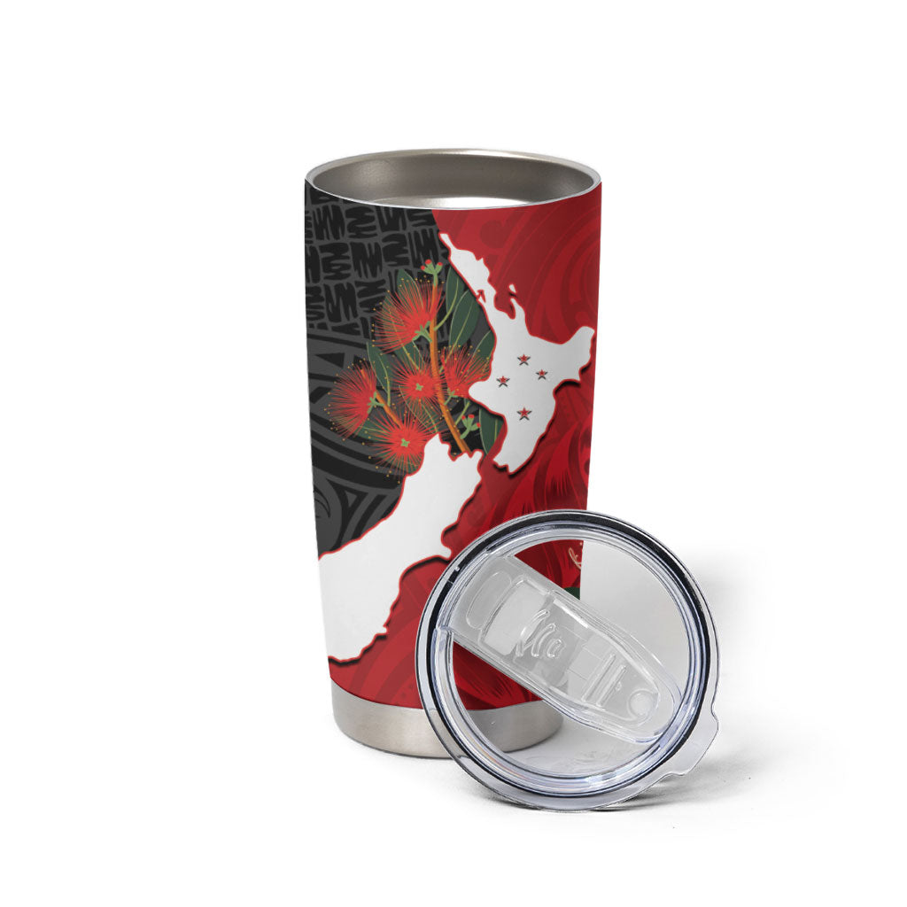 Kiwi New Zealand Personalised Tumbler Cup NZ Map Pohutukawa Fern Maori Pattern