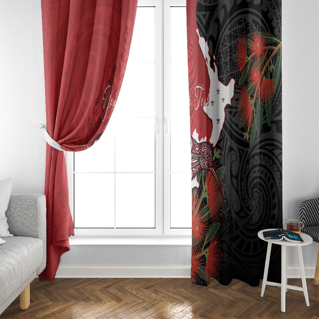 Kiwi New Zealand Personalised Window Curtain NZ Map Pohutukawa Fern Maori Pattern
