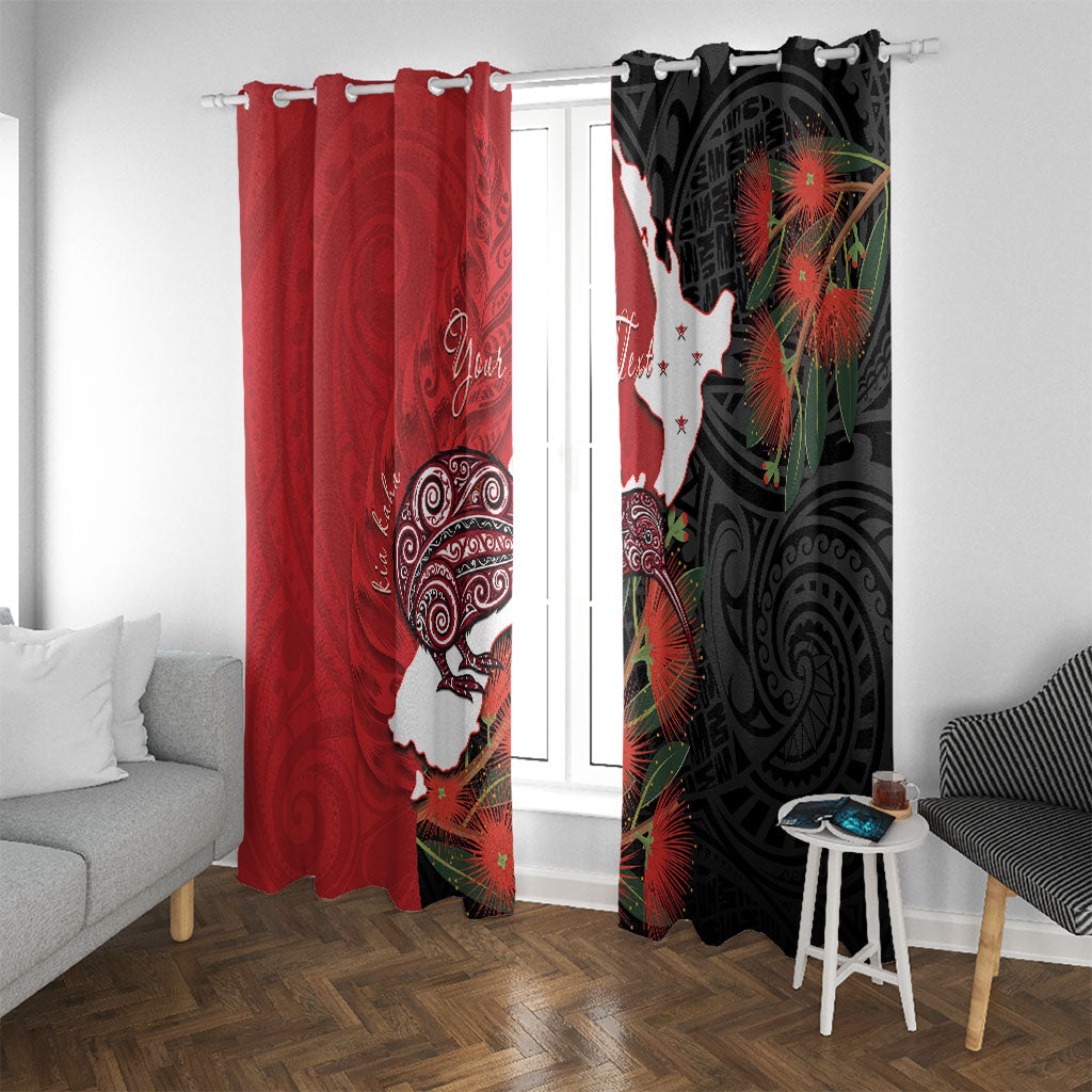 Kiwi New Zealand Personalised Window Curtain NZ Map Pohutukawa Fern Maori Pattern