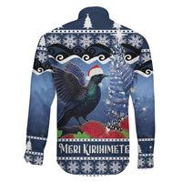 New Zealand Tui Bird Christmas Family Matching Long Sleeve Bodycon Dress and Hawaiian Shirt Pohutukawa Xmas Tree Meri Kirihimete LT22 - Polynesian Pride