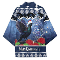 New Zealand Tui Bird Christmas Kimono Pohutukawa Xmas Tree Meri Kirihimete