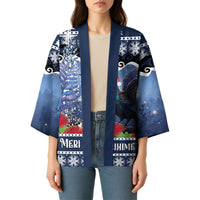 New Zealand Tui Bird Christmas Kimono Pohutukawa Xmas Tree Meri Kirihimete