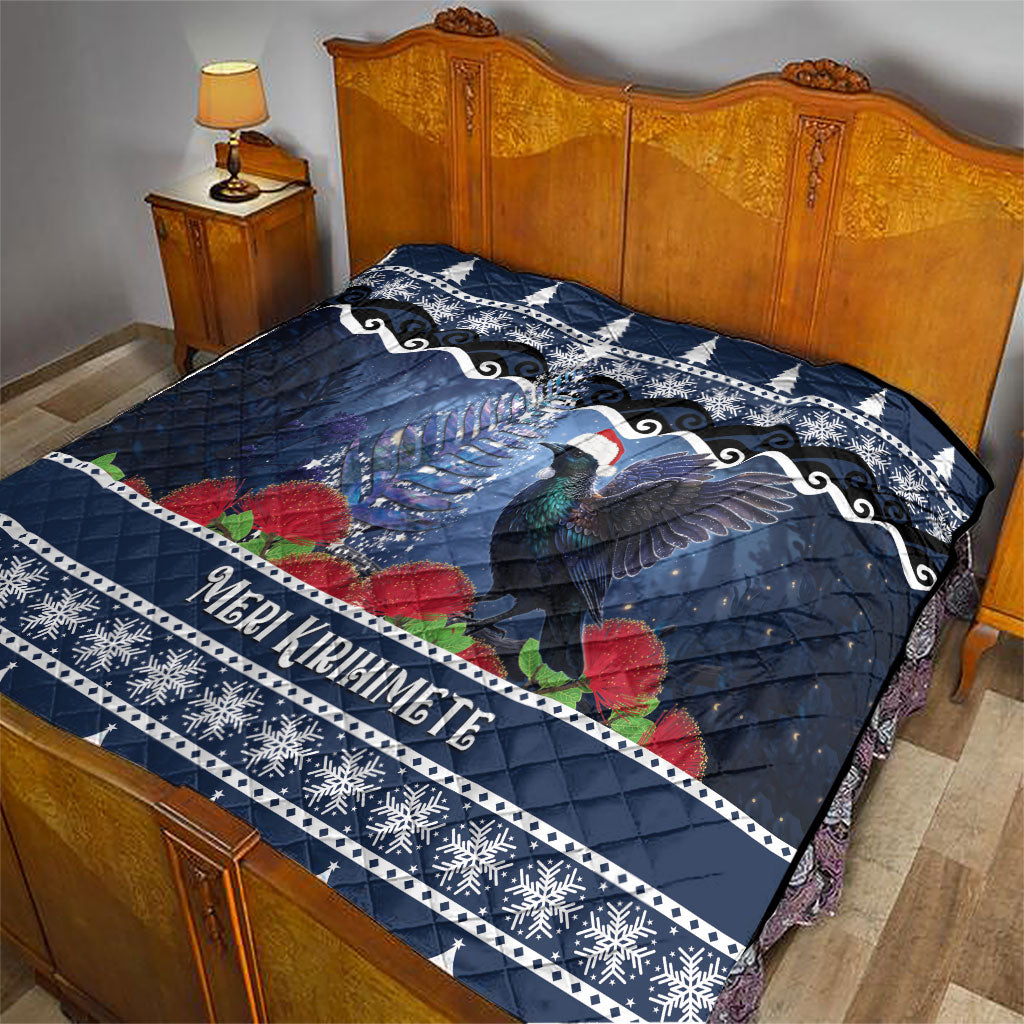 New Zealand Tui Bird Christmas Quilt Pohutukawa Xmas Tree Meri Kirihimete
