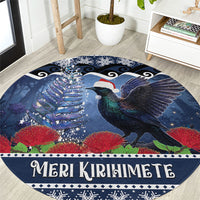 New Zealand Tui Bird Christmas Round Carpet Pohutukawa Xmas Tree Meri Kirihimete
