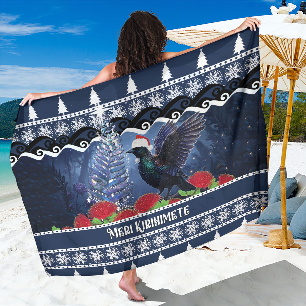 New Zealand Tui Bird Christmas Sarong Pohutukawa Xmas Tree Meri Kirihimete