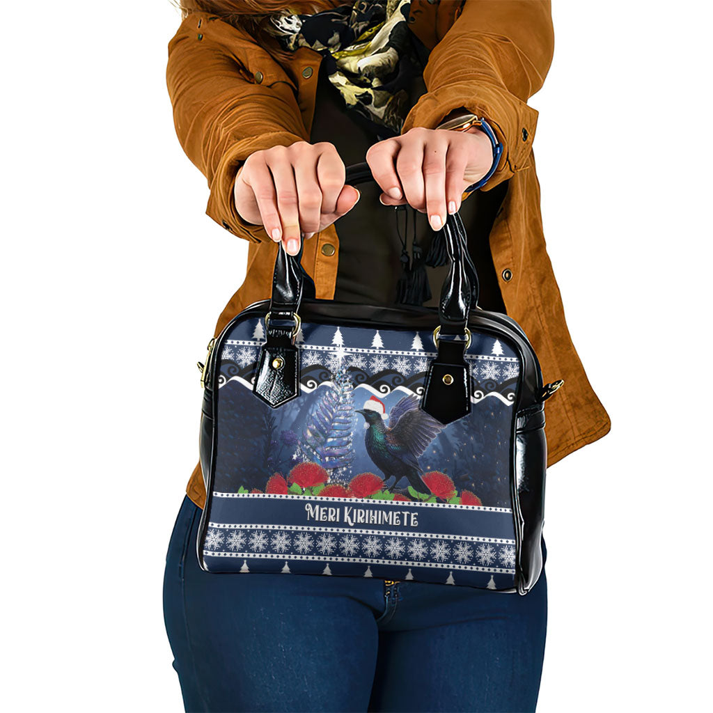 New Zealand Tui Bird Christmas Shoulder Handbag Pohutukawa Xmas Tree Meri Kirihimete