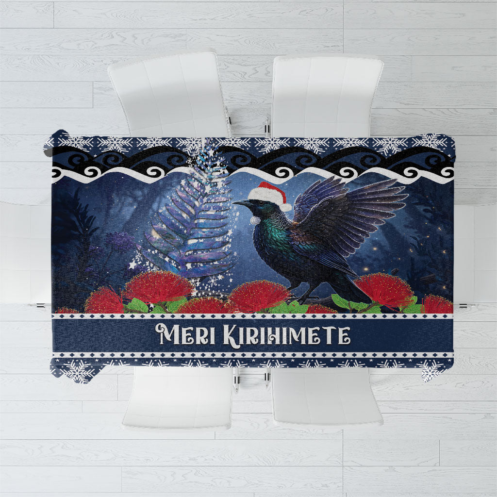 New Zealand Tui Bird Christmas Tablecloth Pohutukawa Xmas Tree Meri Kirihimete