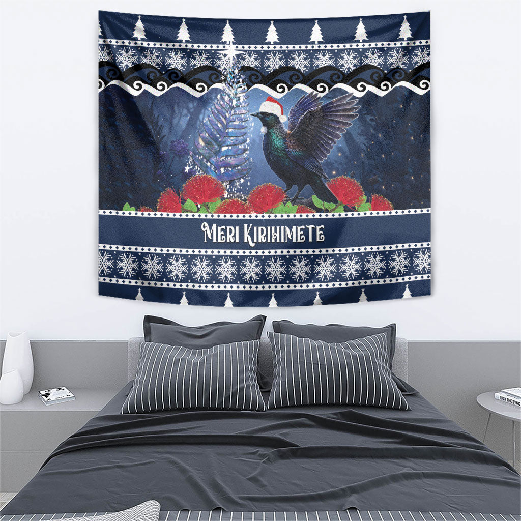 New Zealand Tui Bird Christmas Tapestry Pohutukawa Xmas Tree Meri Kirihimete