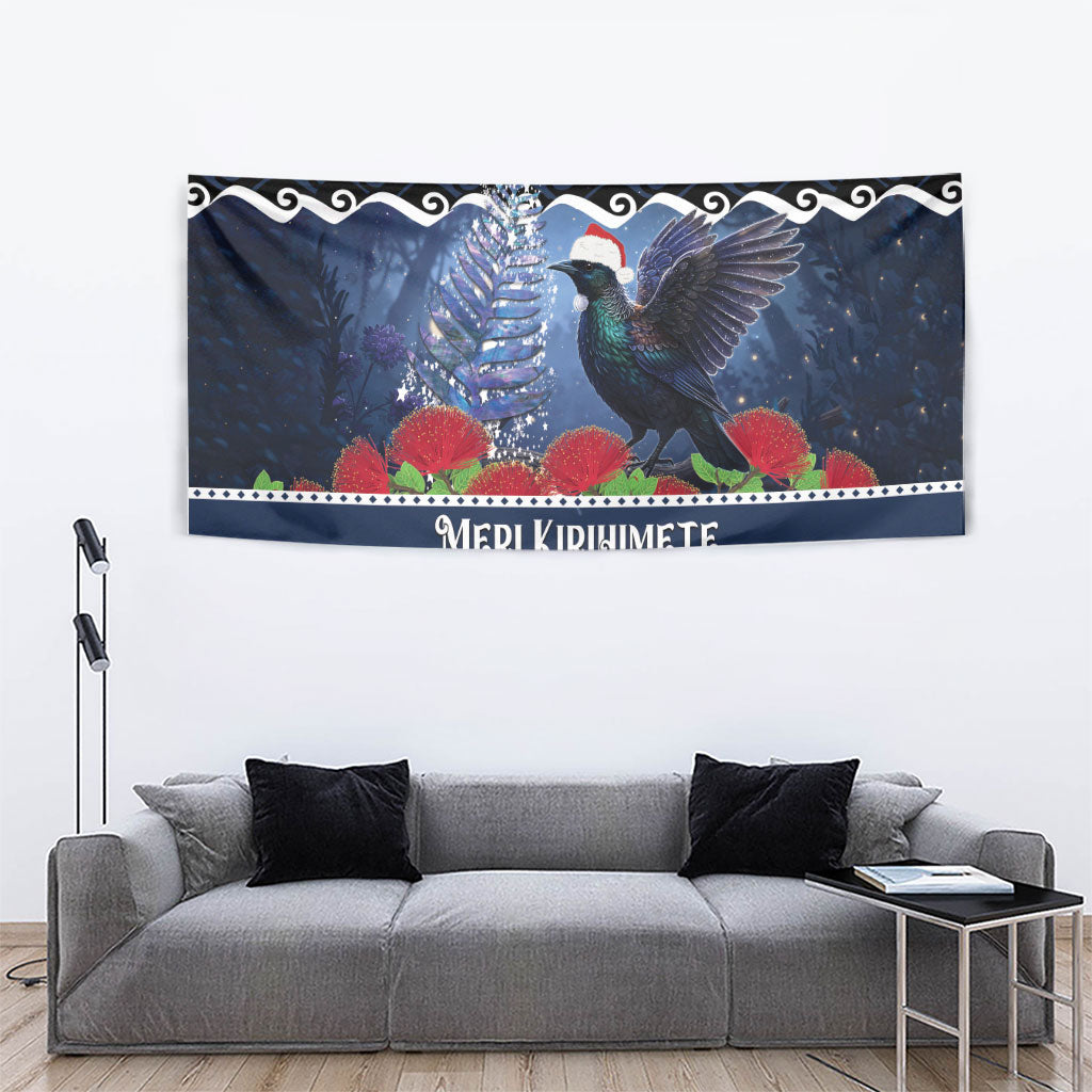 New Zealand Tui Bird Christmas Tapestry Pohutukawa Xmas Tree Meri Kirihimete