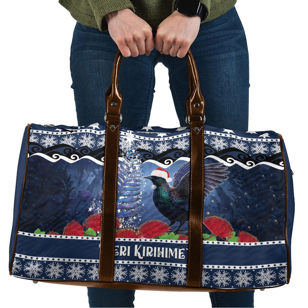 New Zealand Tui Bird Christmas Travel Bag Pohutukawa Xmas Tree Meri Kirihimete