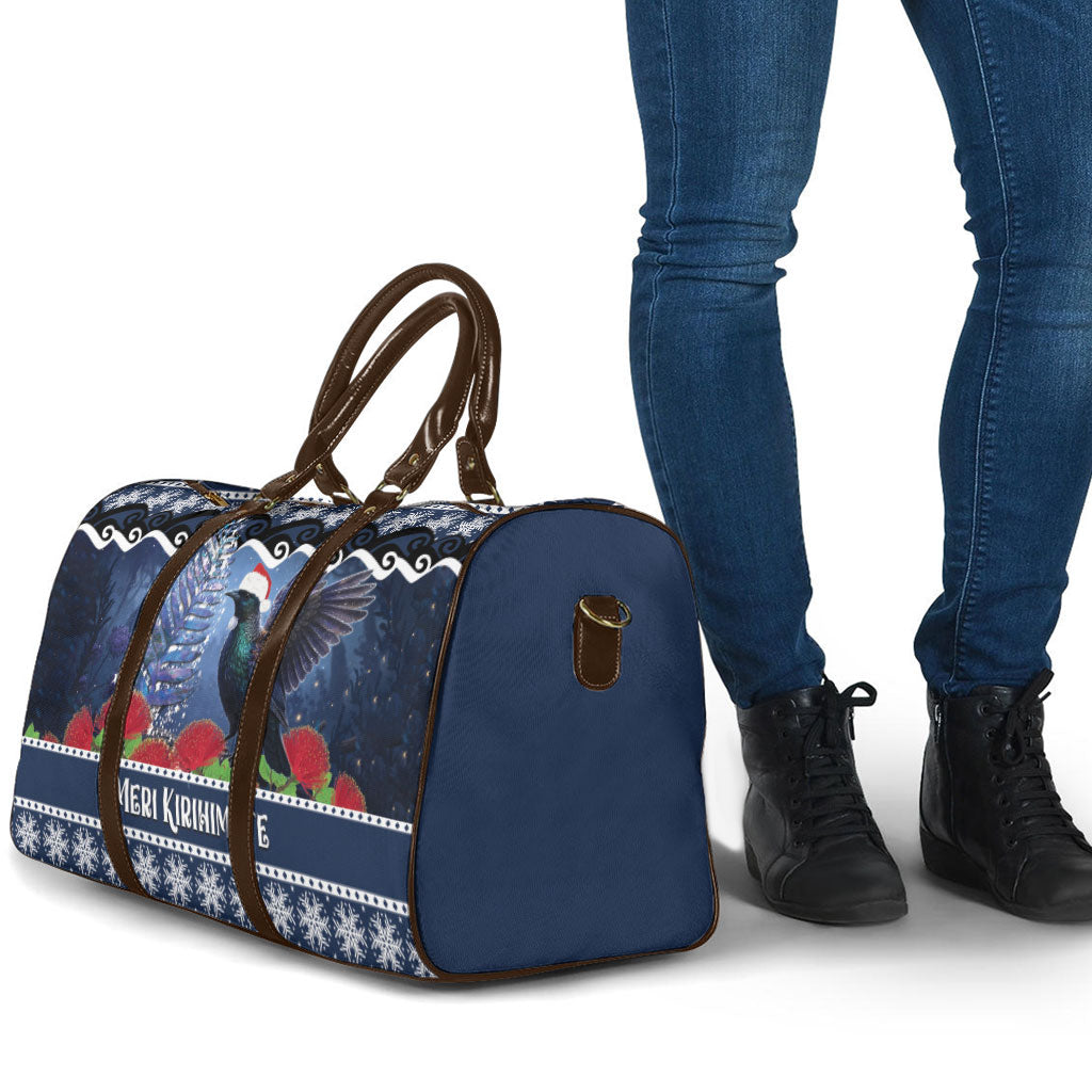 New Zealand Tui Bird Christmas Travel Bag Pohutukawa Xmas Tree Meri Kirihimete