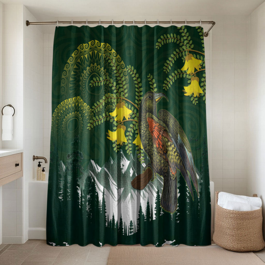 Kea Bird Kowhai New Zealand Bathroom Set Mountain Landscape Maori Art