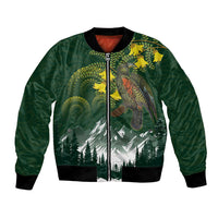 Kea Bird Kowhai New Zealand Bomber Jacket Mountain Landscape Maori Art