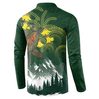 Kea Bird Kowhai New Zealand Button Sweatshirt Mountain Landscape Maori Art