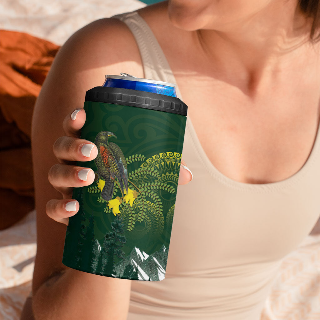 Kea Bird Kowhai New Zealand 4 in 1 Can Cooler Tumbler Mountain Landscape Maori Art LT22 - Polynesian Pride