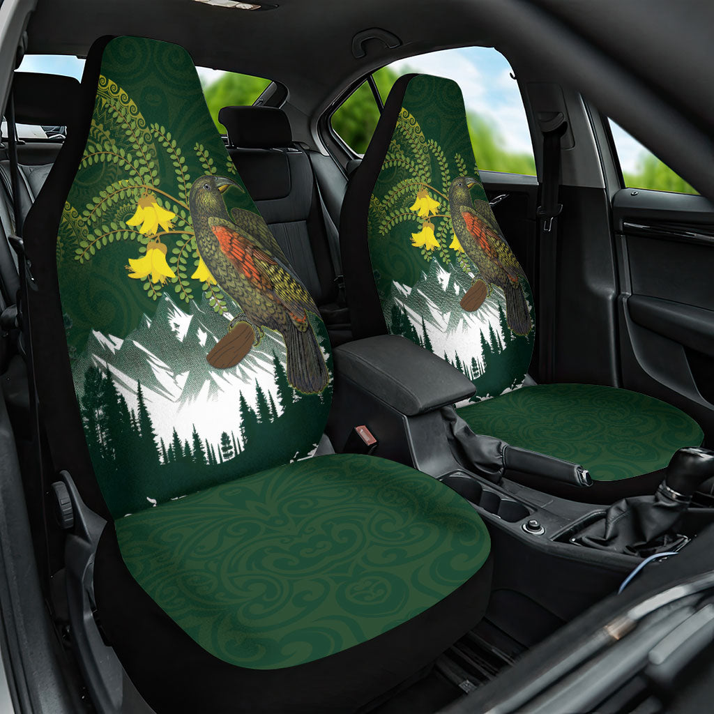 Kea Bird Kowhai New Zealand Car Seat Cover Mountain Landscape Maori Art LT22 One Size Green - Polynesian Pride