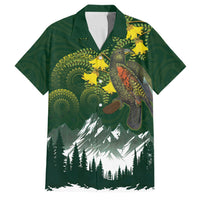 Kea Bird Kowhai New Zealand Family Matching Mermaid Dress and Hawaiian Shirt Mountain Landscape Maori Art LT22 Dad's Shirt - Short Sleeve Green - Polynesian Pride