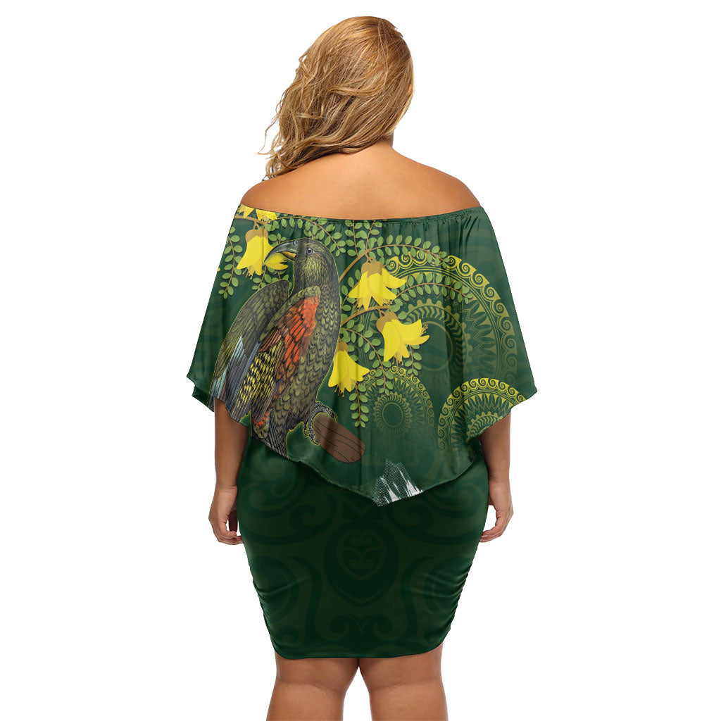 Kea Bird Kowhai New Zealand Family Matching Off Shoulder Short Dress and Hawaiian Shirt Mountain Landscape Maori Art LT22 - Polynesian Pride
