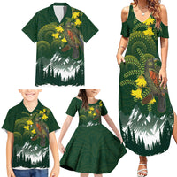 Kea Bird Kowhai New Zealand Family Matching Summer Maxi Dress and Hawaiian Shirt Mountain Landscape Maori Art LT22 - Polynesian Pride