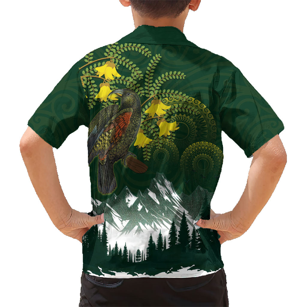 Kea Bird Kowhai New Zealand Family Matching Tank Maxi Dress and Hawaiian Shirt Mountain Landscape Maori Art LT22 - Polynesian Pride