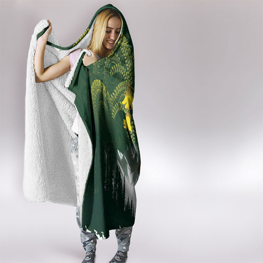 Kea Bird Kowhai New Zealand Hooded Blanket Mountain Landscape Maori Art