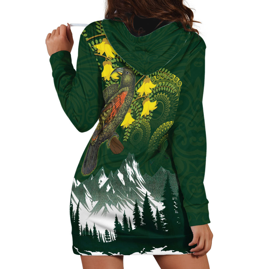 Kea Bird Kowhai New Zealand Hoodie Dress Mountain Landscape Maori Art LT22 - Polynesian Pride