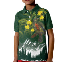 Kea Bird Kowhai New Zealand Kid Polo Shirt Mountain Landscape Maori Art