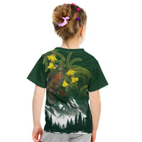 Kea Bird Kowhai New Zealand Kid T Shirt Mountain Landscape Maori Art LT22 - Polynesian Pride