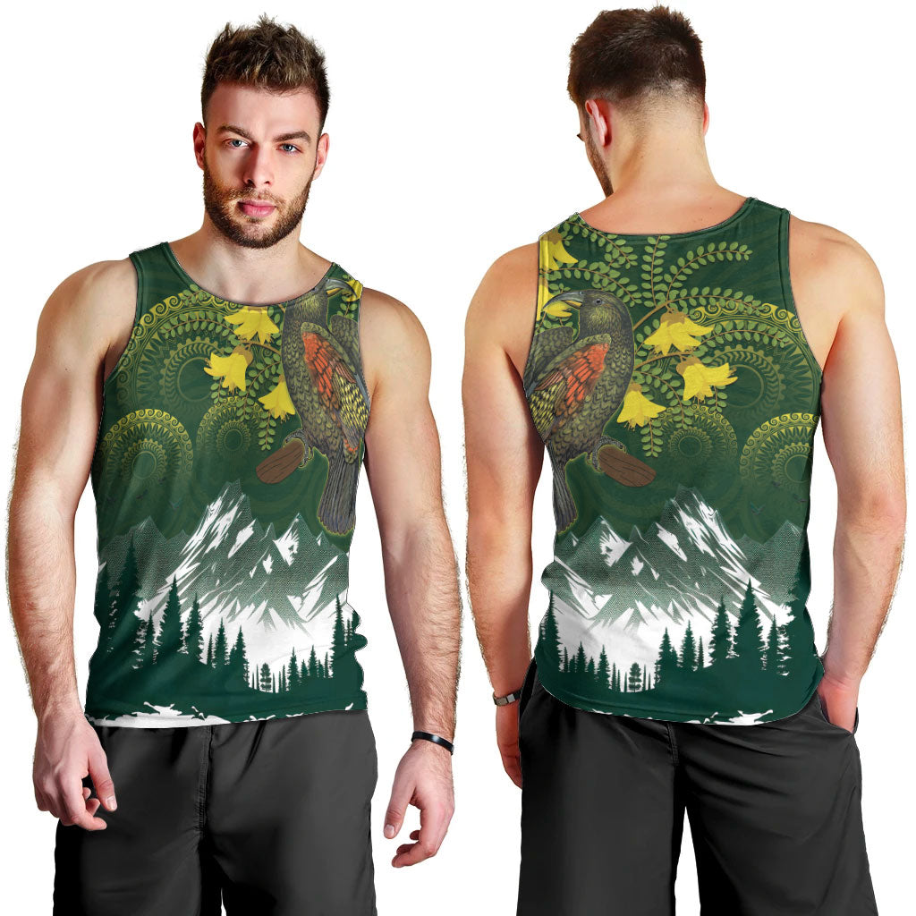Kea Bird Kowhai New Zealand Men Tank Top Mountain Landscape Maori Art