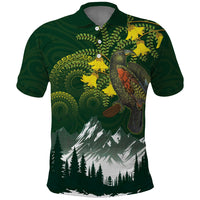 Kea Bird Kowhai New Zealand Polo Shirt Mountain Landscape Maori Art