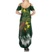 Kea Bird Kowhai New Zealand Summer Maxi Dress Mountain Landscape Maori Art