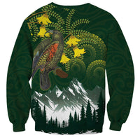Kea Bird Kowhai New Zealand Sweatshirt Mountain Landscape Maori Art