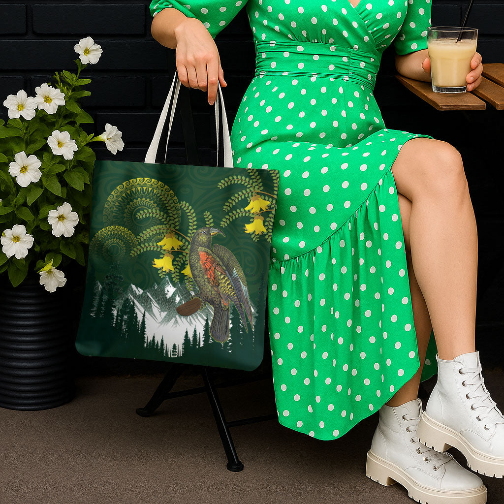 Kea Bird Kowhai New Zealand Tote Bag Mountain Landscape Maori Art