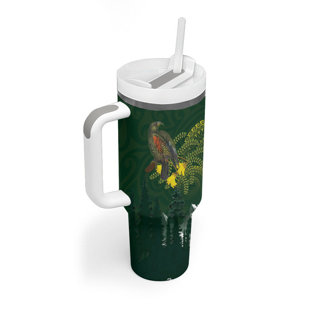 Kea Bird Kowhai New Zealand Tumbler With Handle Mountain Landscape Maori Art