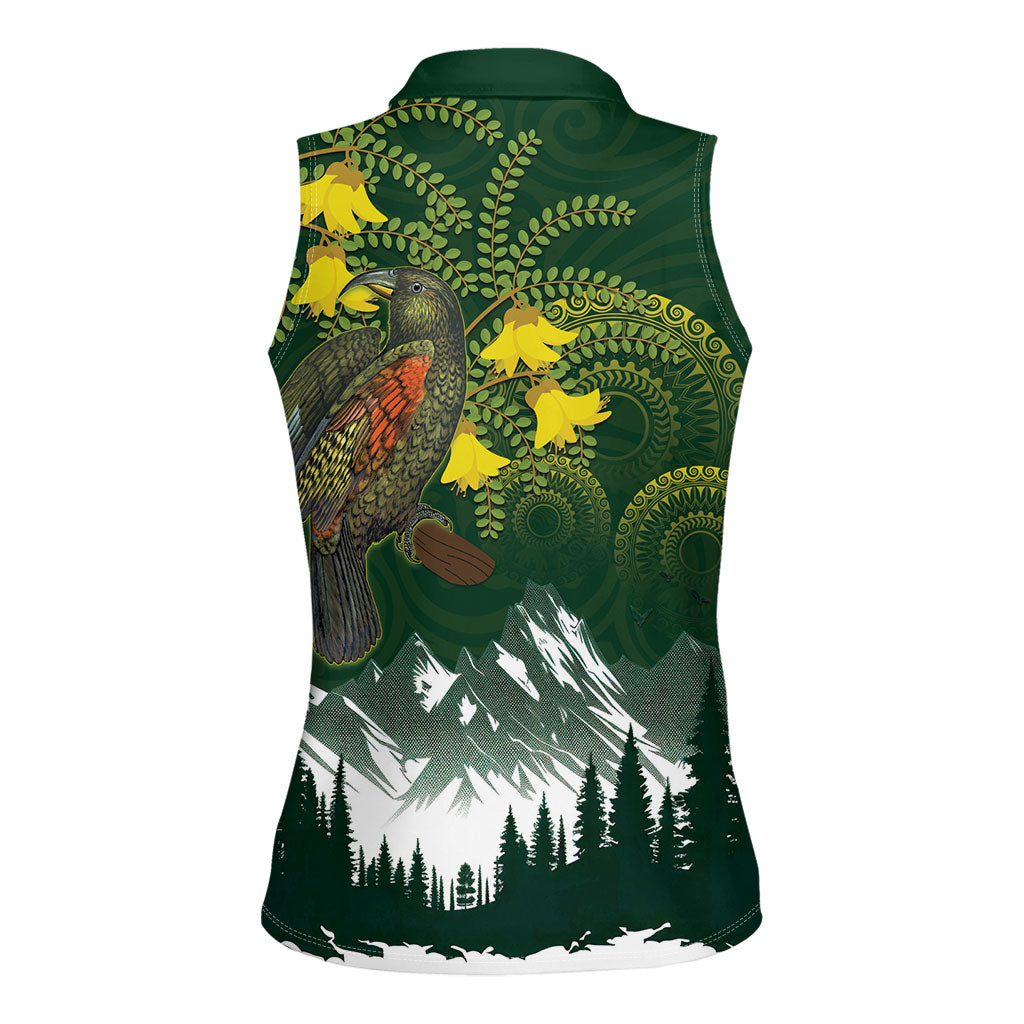 Kea Bird Kowhai New Zealand Women Sleeveless Polo Shirt Mountain Landscape Maori Art LT22 - Polynesian Pride