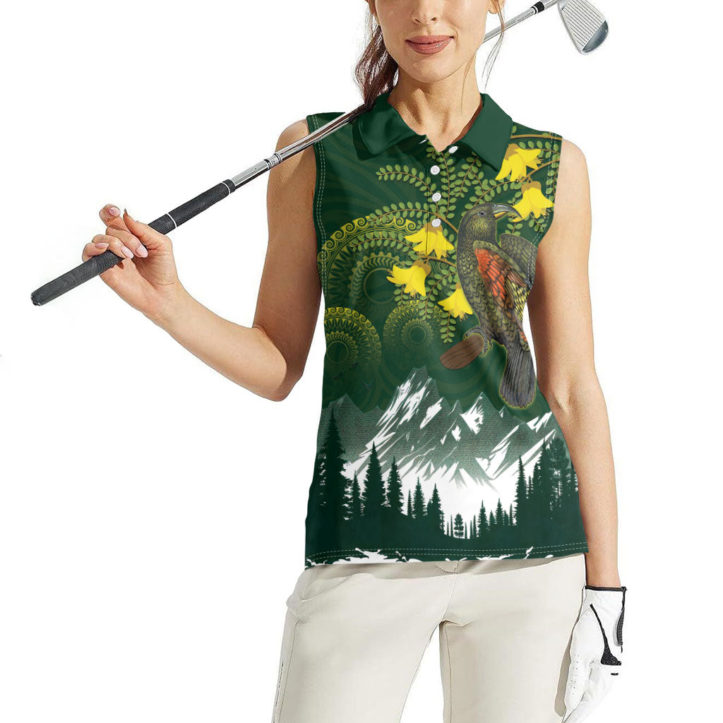 Kea Bird Kowhai New Zealand Women Sleeveless Polo Shirt Mountain Landscape Maori Art LT22 - Polynesian Pride